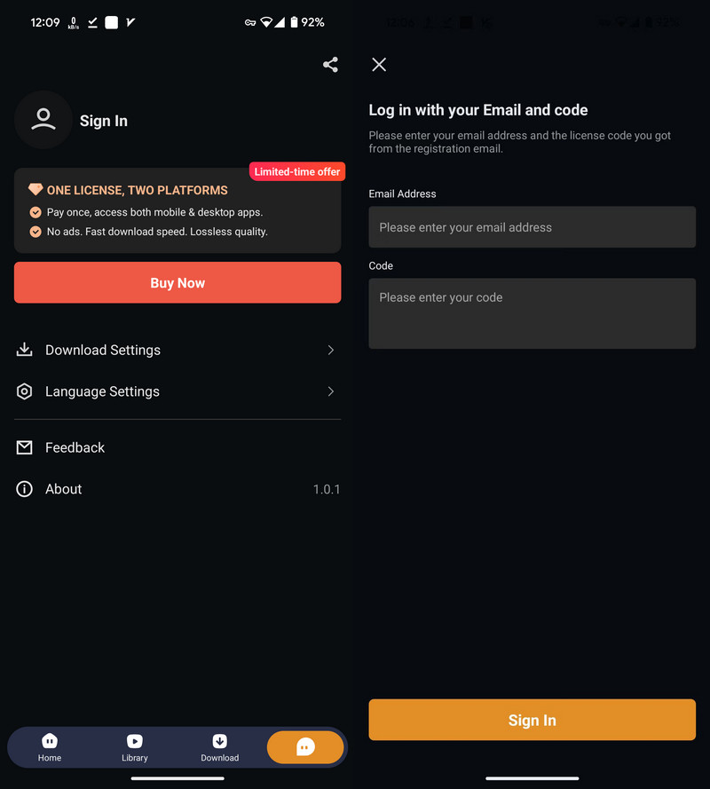 Spotify 音楽変換Android版の製品登録の仕方