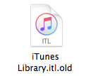 iTunes Library.itl.old に名前を変更する