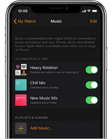 Apple Music の音楽を Apple Watch に同期