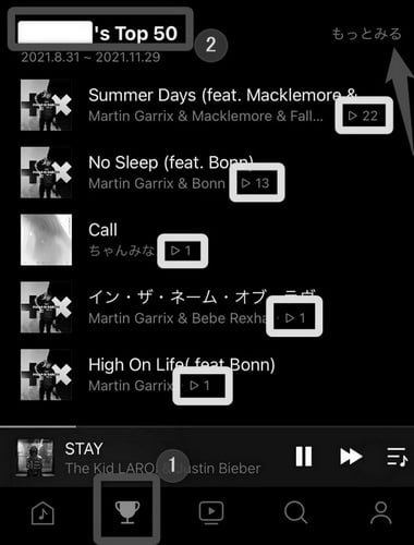 LINE MUSIC の再生回数を確認