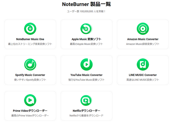 NoteBurner製品一覧