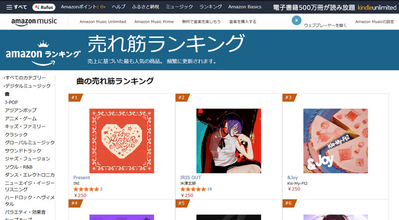 Amazon Musicの公式ストアでMP3を購入する手順1