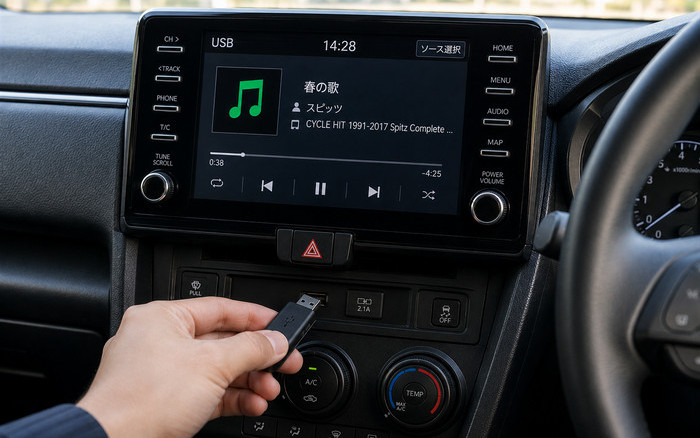 USBでSpotifyの曲を車で再生する